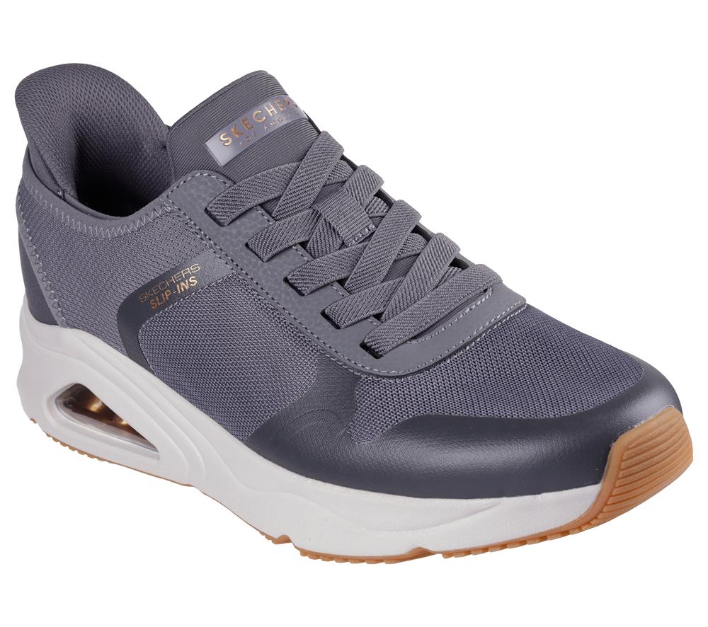 Men Skechers Slip-ins: Tres-Air Uno - Necessairy Slip On Shoes Charcoal  USA |  8390-WOUNV