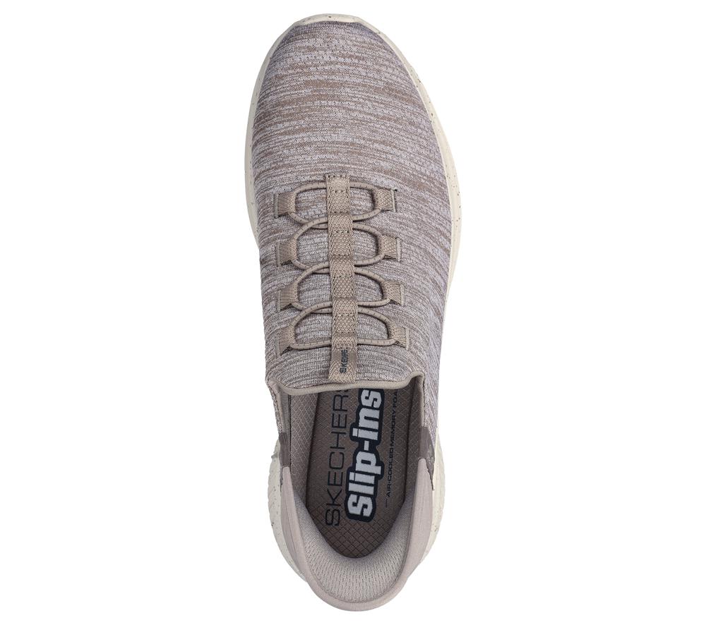 Men Skechers Slip-ins: Ultra Flex 3.0 - Right Away Hands Free Slip Ins Taupe Brown  USA |  1039-JNFYX