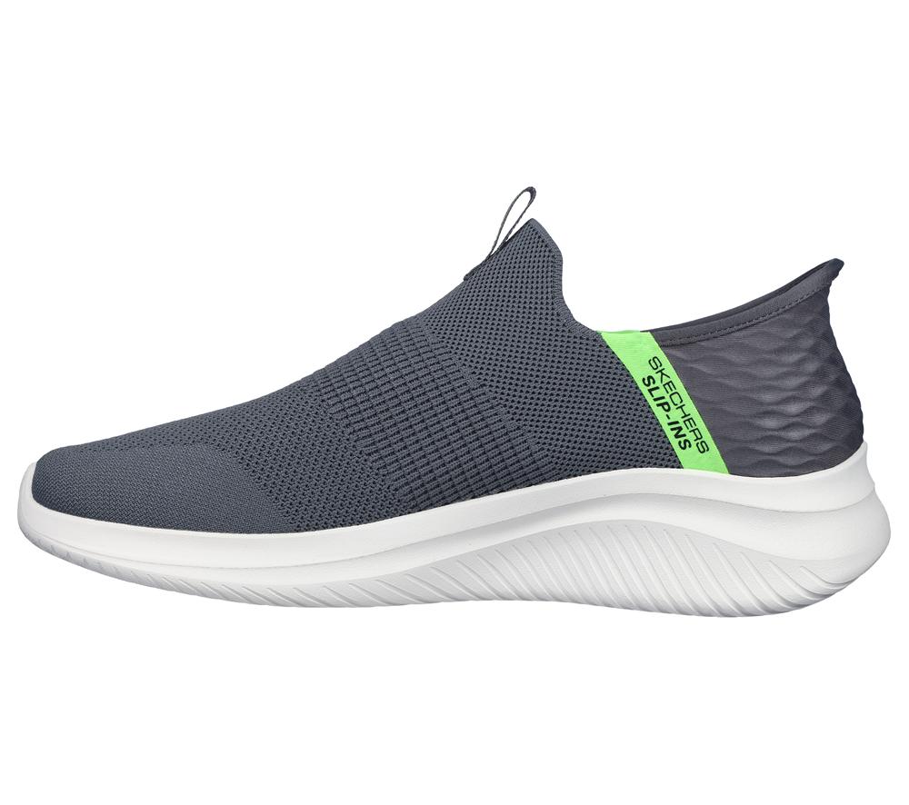 Men Skechers Slip-ins: Ultra Flex 3.0 - Viewpoint Sneakers Charcoal / Lime  USA |  3061-RCHPJ