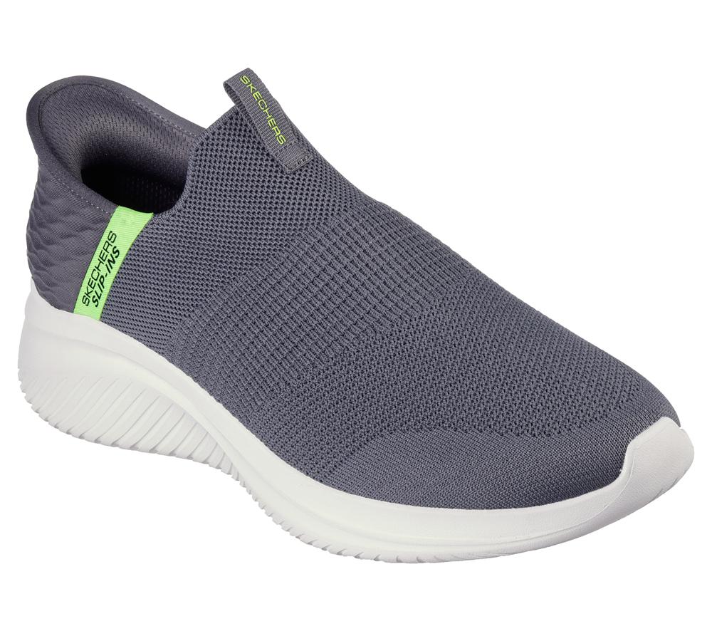 Men Skechers Slip-ins: Ultra Flex 3.0 - Viewpoint Sneakers Charcoal / Lime  USA |  3061-RCHPJ