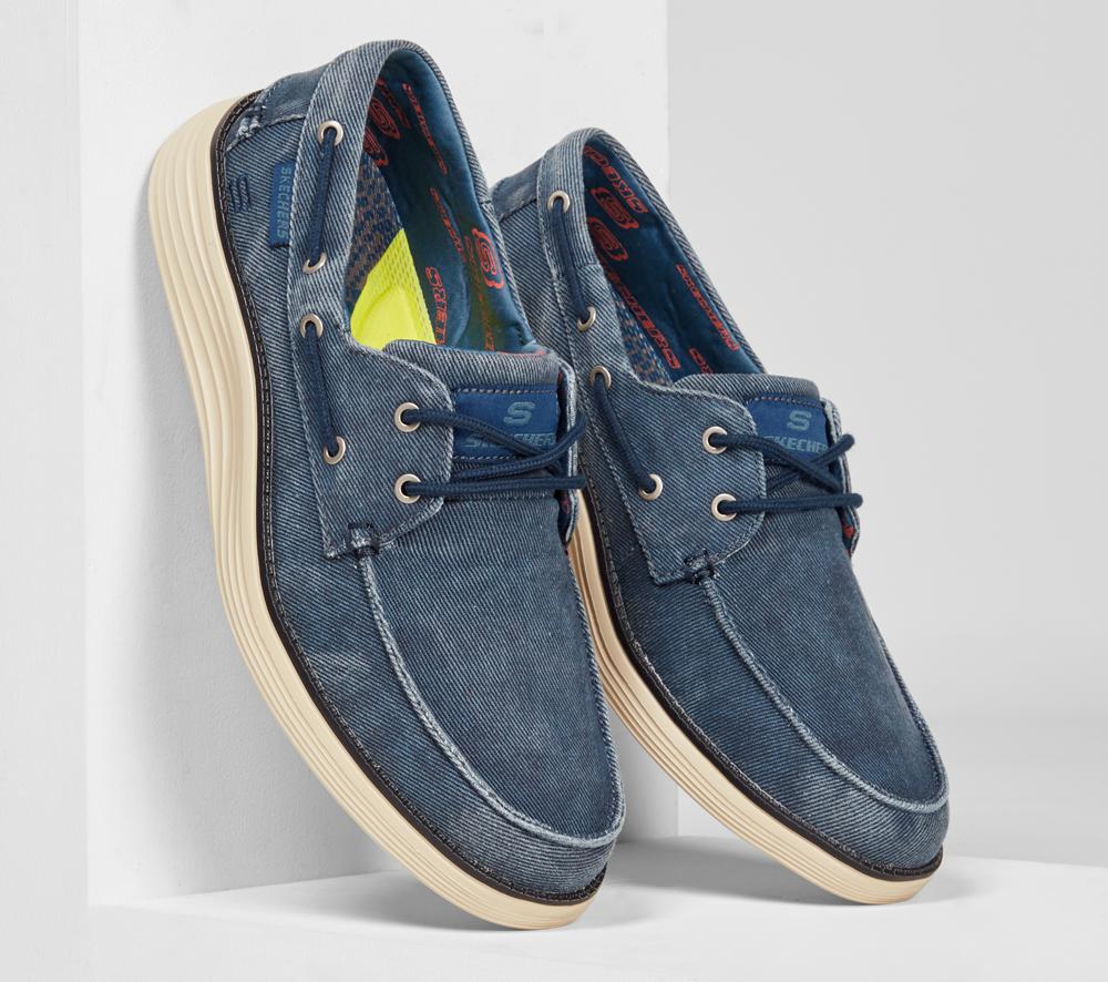 Men Skechers Status 2.0 - Lorano Boat Shoes Navy  USA |  4216-QCVJP
