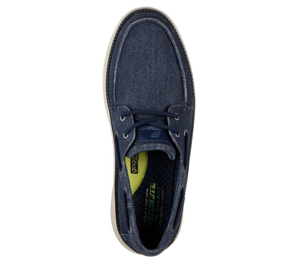 Men Skechers Status 2.0 - Lorano Boat Shoes Navy  USA |  4216-QCVJP