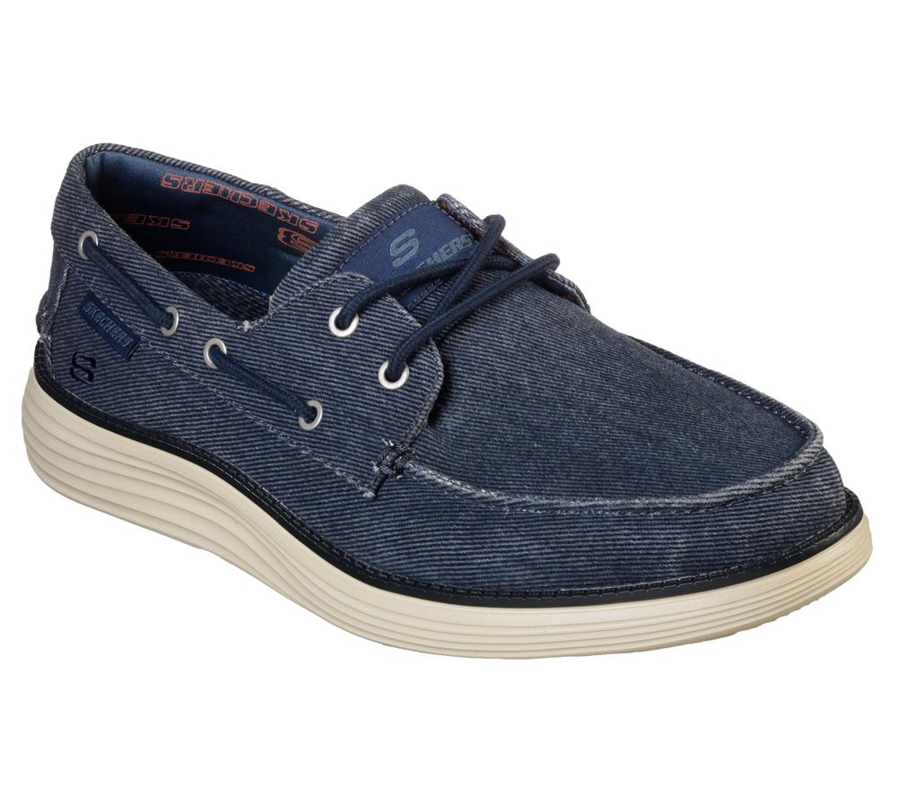 Men Skechers Status 2.0 - Lorano Boat Shoes Navy  USA |  4216-QCVJP
