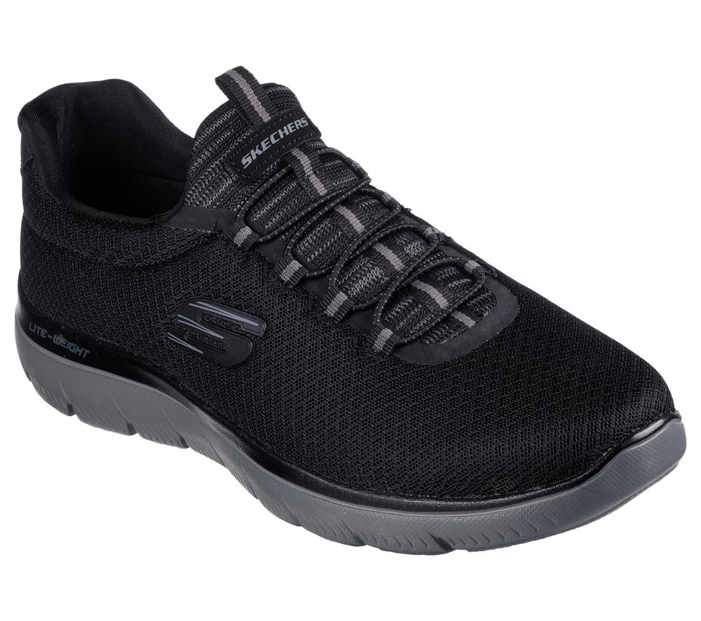 Men Skechers Summits Slip On Shoes Black / Charcoal  USA |  1945-KLFYV