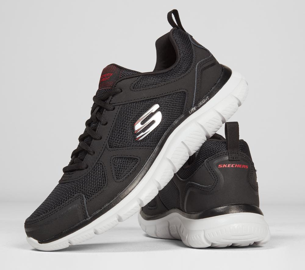 Men Skechers Track Lace Up Black / Red  USA |  4086-DUNCS