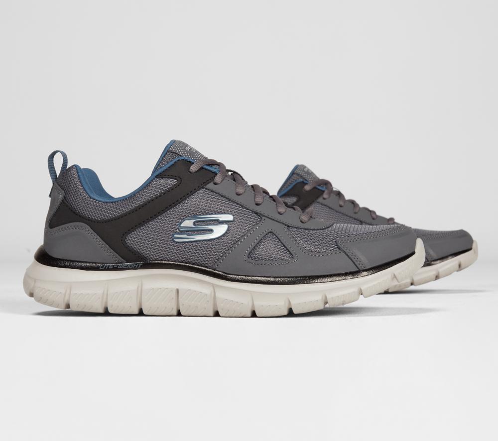 Men Skechers Track Lace Up Grey / Navy  USA |  2063-NOHXR