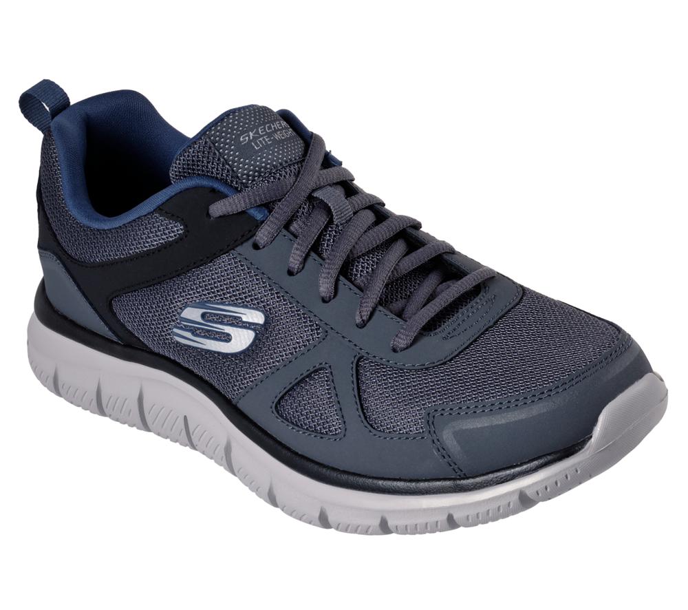 Men Skechers Track Sneakers Grey / Navy  USA |  5378-FSGXL