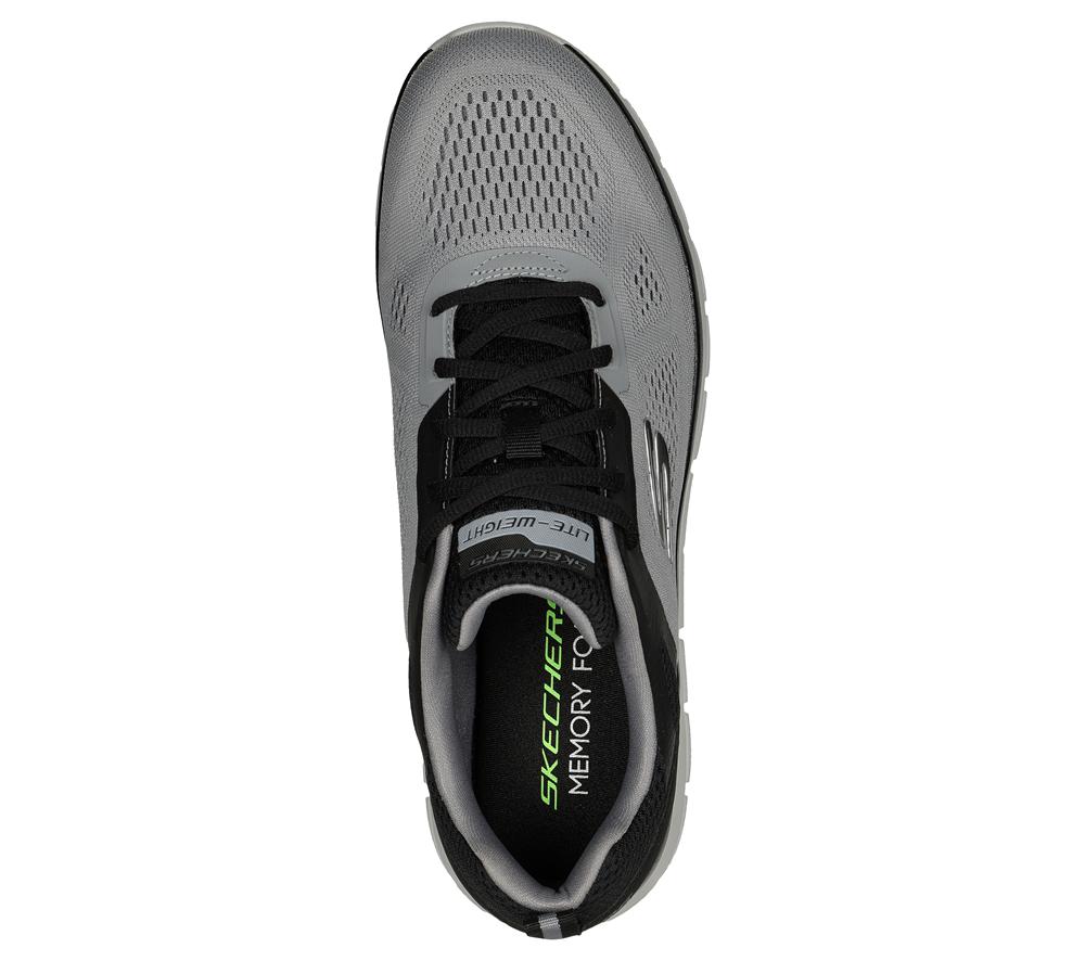 Men Skechers Track - Broader Lace Up Grey / Black  USA |  9572-HVJXS