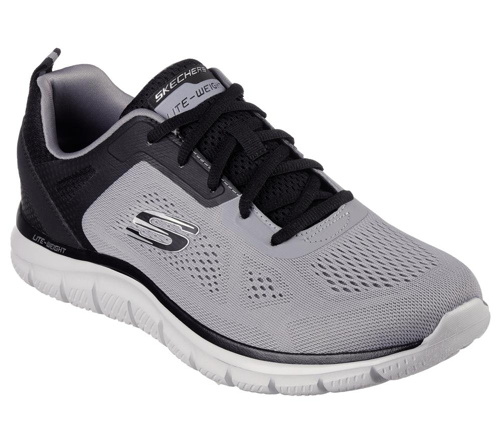 Men Skechers Track - Broader Lace Up Grey / Black  USA |  9572-HVJXS