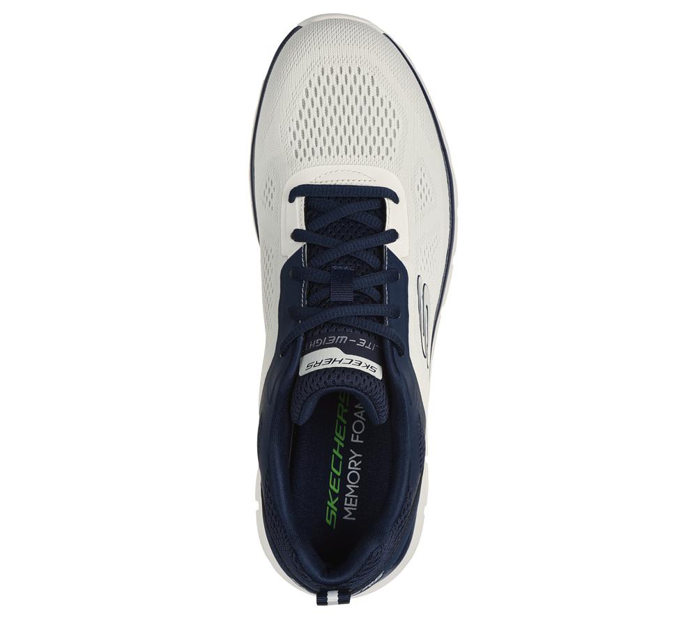 Men Skechers Track - Broader Lace Up Off White / Navy  USA |  1853-ONFWQ