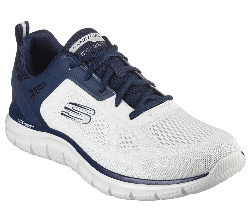 Men Skechers Track - Broader Lace Up Off White / Navy  USA |  1853-ONFWQ
