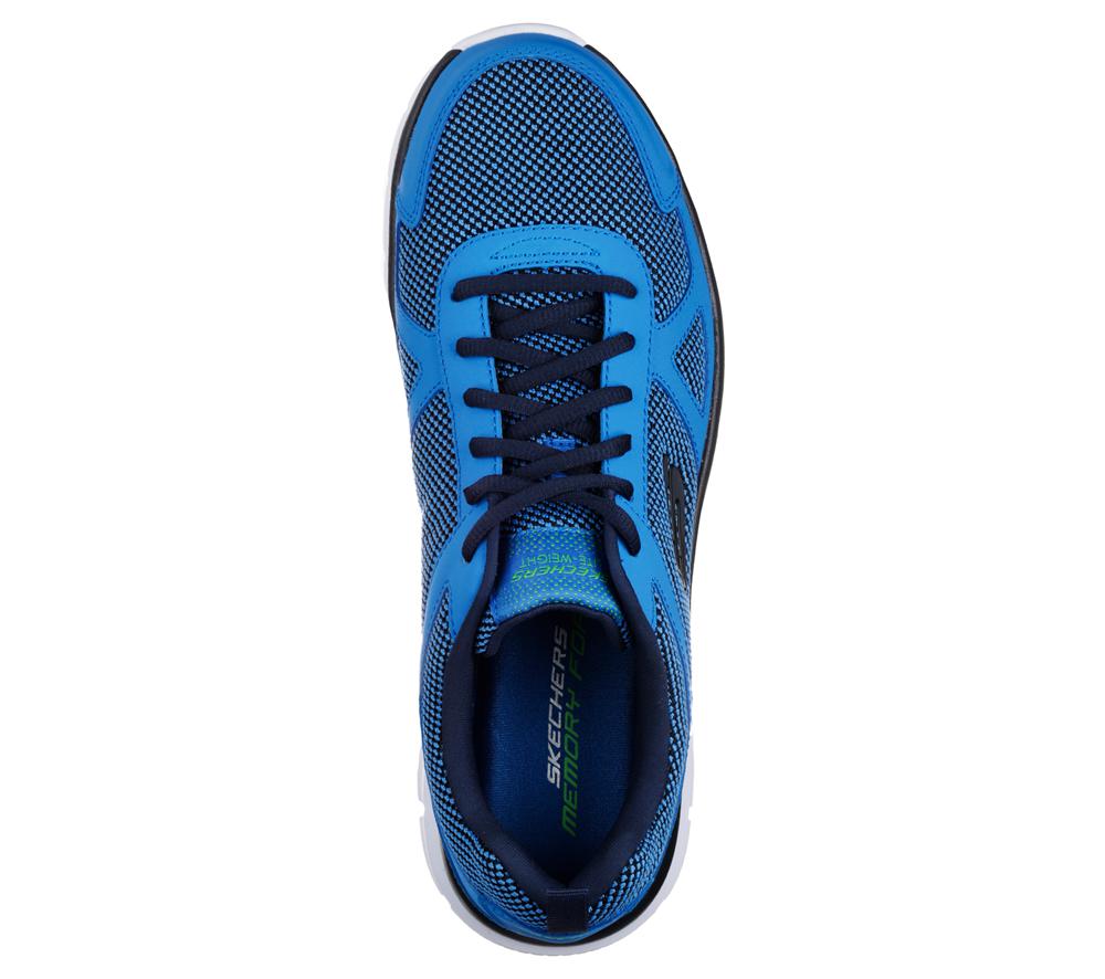 Men Skechers Track - Bucolo Lace Up Blue / Lime  USA |  1470-RLQZV