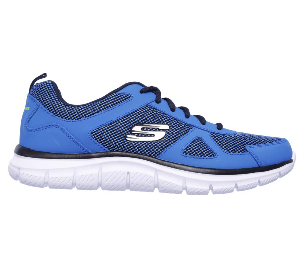 Men Skechers Track - Bucolo Lace Up Blue / Lime  USA |  1470-RLQZV