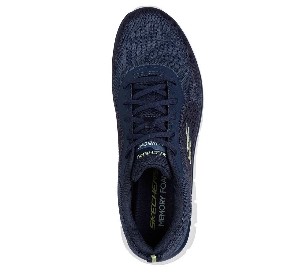 Men Skechers Track - Glendor Lace Up Navy / Lime  USA |  8643-EZUTX
