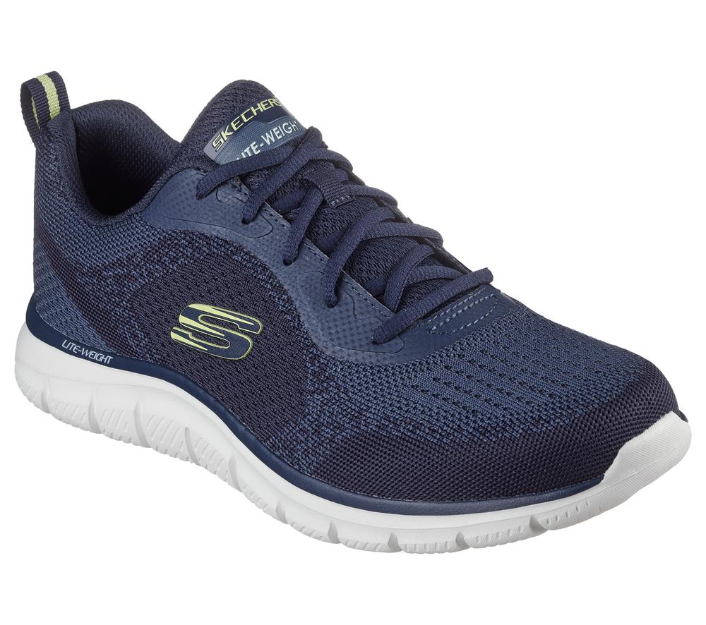 Men Skechers Track - Glendor Lace Up Navy / Lime  USA |  8643-EZUTX