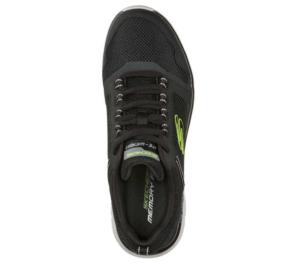 Men Skechers Track - Knockhill Lace Up Black / Lime  USA |  4672-TJEBU