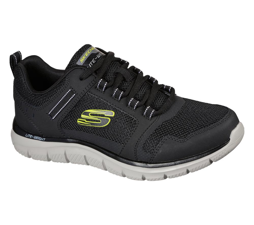 Men Skechers Track - Knockhill Lace Up Black / Lime  USA |  4672-TJEBU