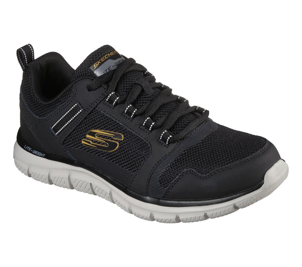 Men Skechers Track - Knockhill Lace Up Black / Gold  USA |  2154-AUTEO