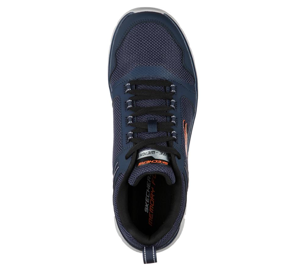 Men Skechers Track - Knockhill Lace Up Navy / Orange  USA |  8670-MRNTG