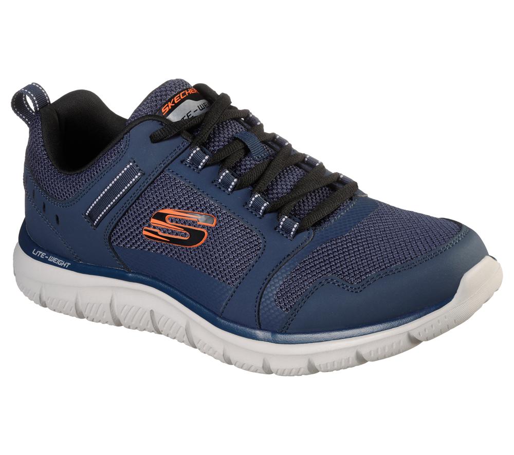 Men Skechers Track - Knockhill Lace Up Navy / Orange  USA |  8670-MRNTG