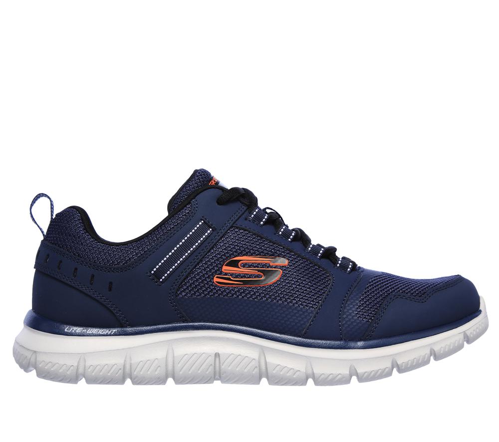Men Skechers Track - Knockhill Lace Up Navy / Orange  USA |  8670-MRNTG
