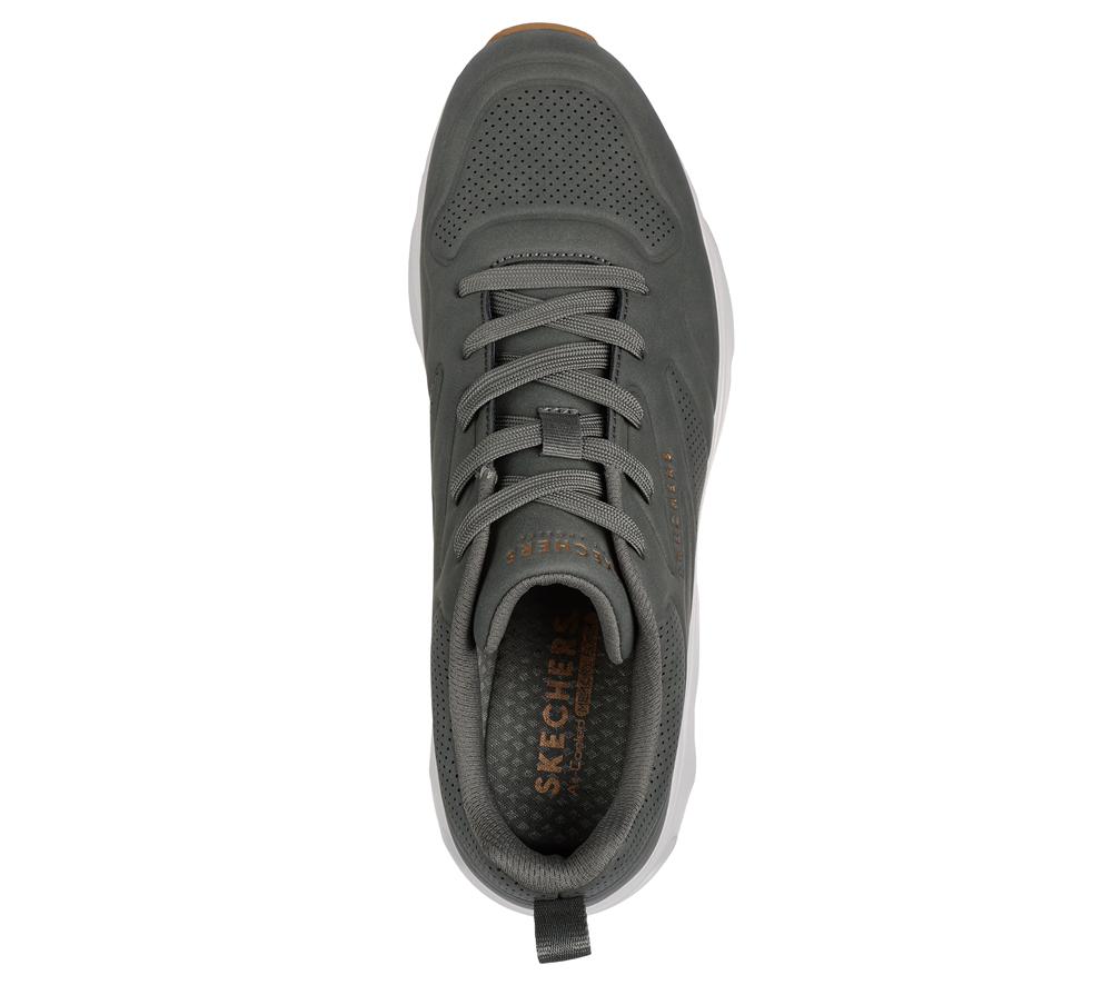 Men Skechers Tres-Air Uno - Ah-Mazing Lace Up Olive  USA |  6549-DFWAU