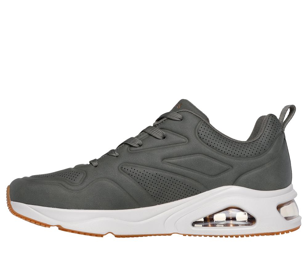 Men Skechers Tres-Air Uno - Ah-Mazing Lace Up Olive  USA |  6549-DFWAU