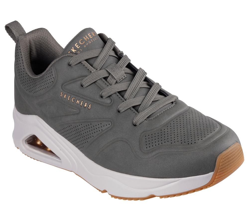 Men Skechers Tres-Air Uno - Ah-Mazing Lace Up Olive  USA |  6549-DFWAU