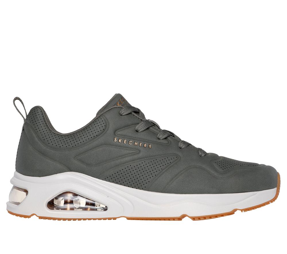 Men Skechers Tres-Air Uno - Ah-Mazing Lace Up Olive  USA |  6549-DFWAU