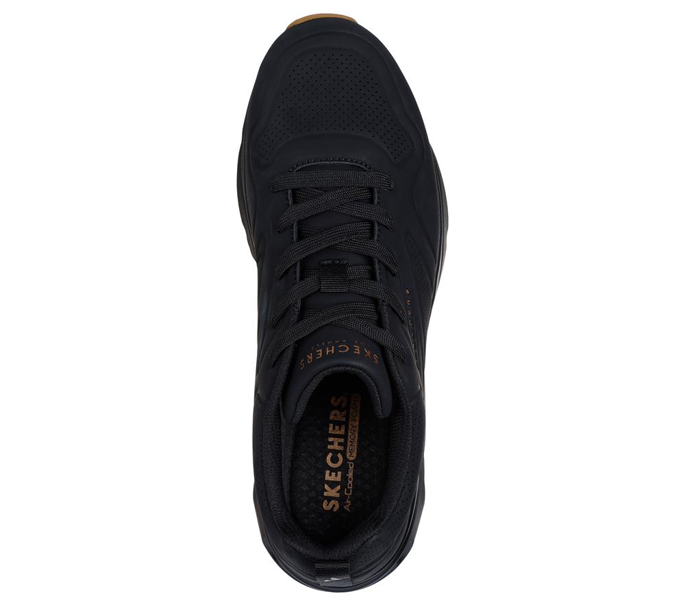 Men Skechers Tres-Air Uno - Ah-Mazing Lace Up Black  USA |  3416-GDFWK