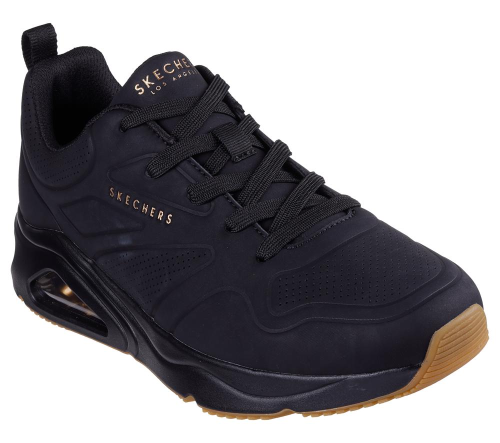 Men Skechers Tres-Air Uno - Ah-Mazing Lace Up Black  USA |  3416-GDFWK