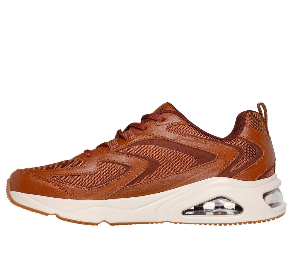 Men Skechers Tres-Air Uno - Craft Leather Air Lace Up Luggage Brown  USA |  0134-OUZNW
