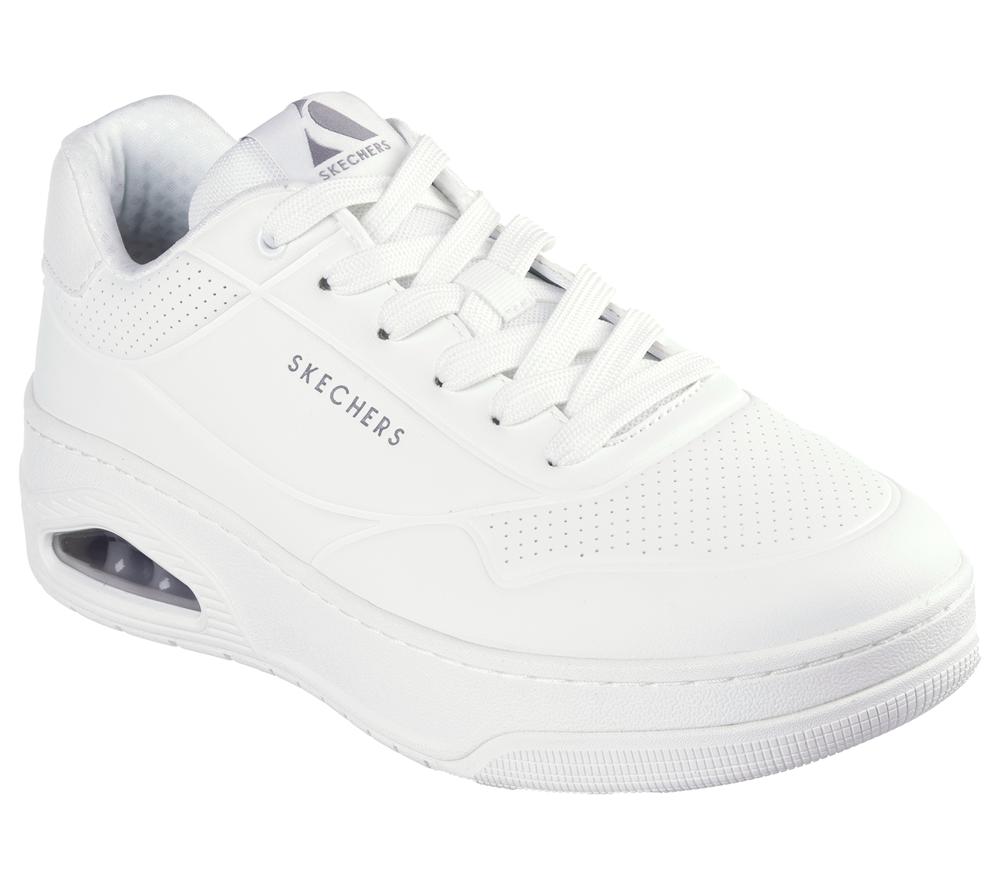 Men Skechers Uno Court Lace Up White  USA |  1795-YCNFV