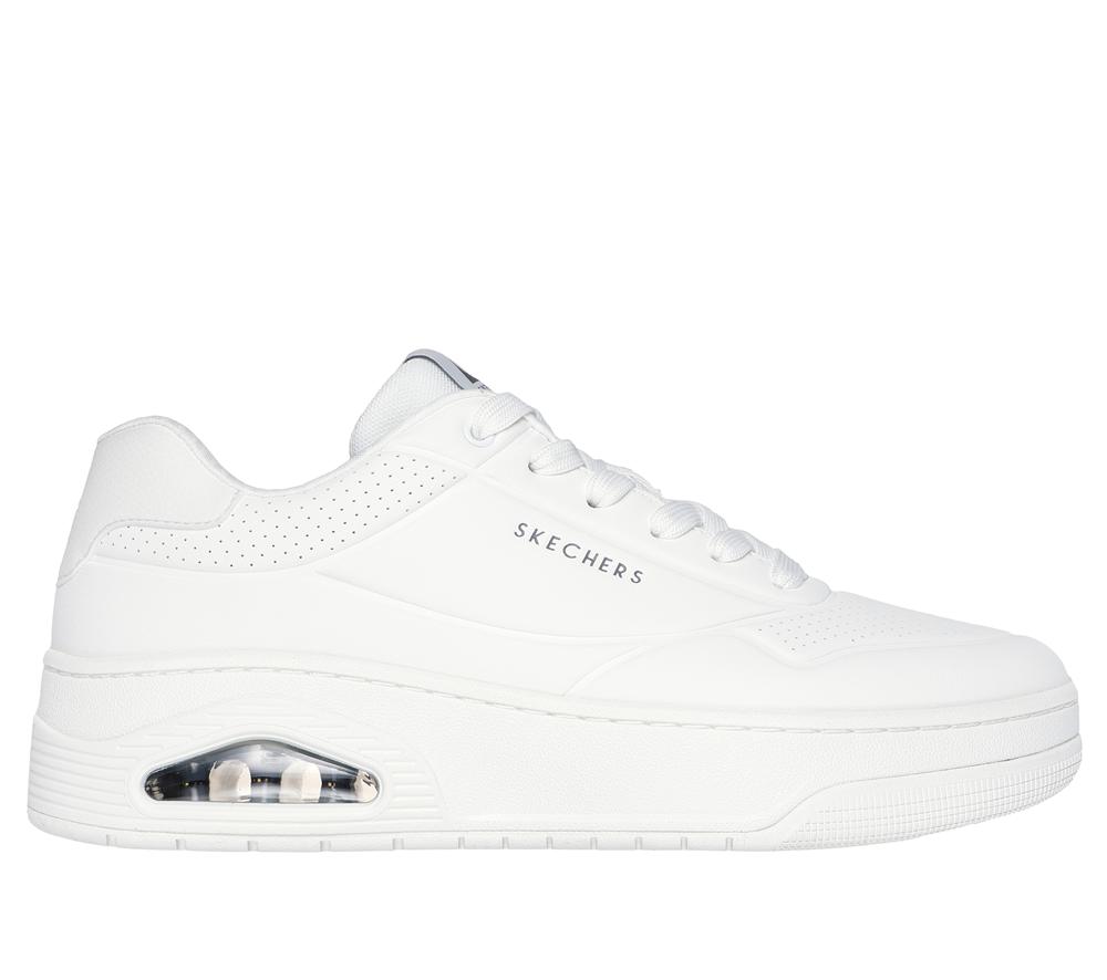 Men Skechers Uno Court Lace Up White  USA |  1795-YCNFV