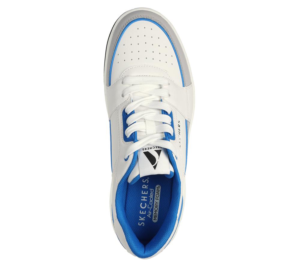 Men Skechers Uno Court - Low-Post Lace Up White / Blue  USA |  4081-VYMID