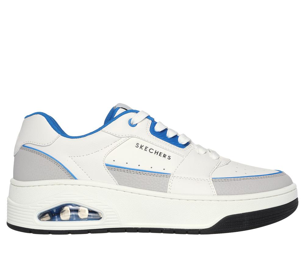 Men Skechers Uno Court - Low-Post Lace Up White / Blue  USA |  4081-VYMID