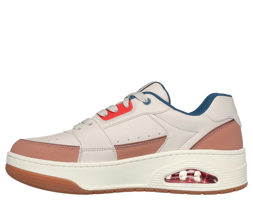 Men Skechers Uno Court - Low-Post Lace Up Natural / Multicolor  USA |  1630-YUCLA