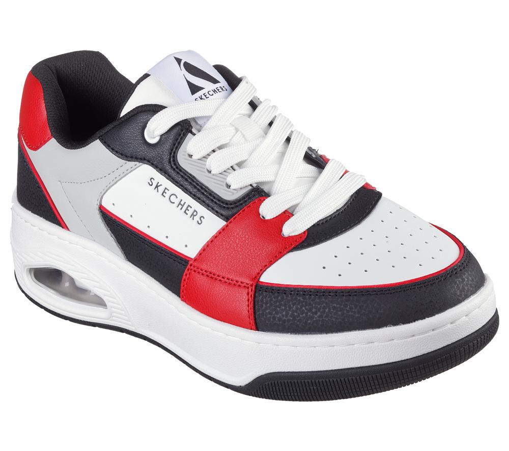 Men Skechers Uno Court - Low-Post Sneakers White / Red / Black  USA |  8310-EBQLI