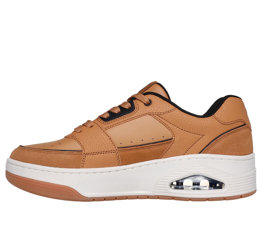 Men Skechers Uno Court - Low Post Match Lace Up Whiskey Brown  USA |  3210-VCMTH