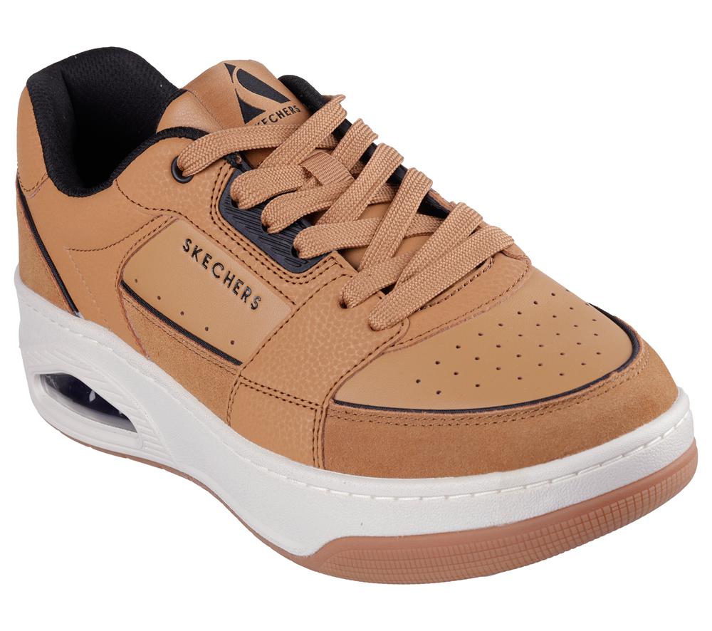 Men Skechers Uno Court - Low Post Match Lace Up Whiskey Brown  USA |  3210-VCMTH