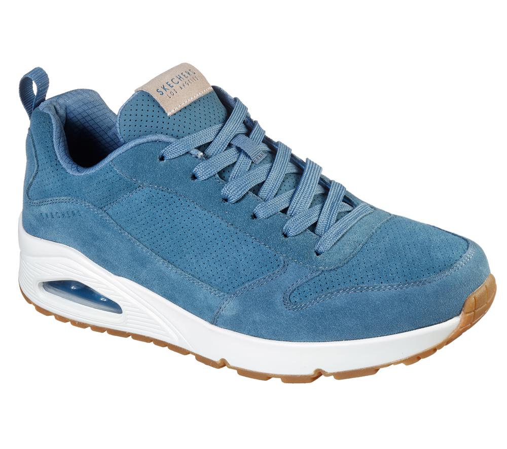 Men Skechers Uno Lace Up Blue  USA |  3064-RIBZS