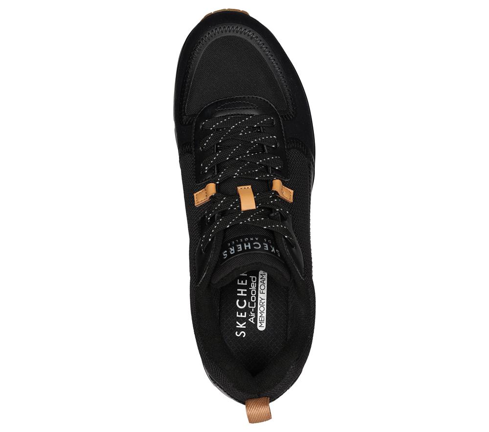Men Skechers Uno - Layover Lace Up Black  USA |  0381-CRXLY