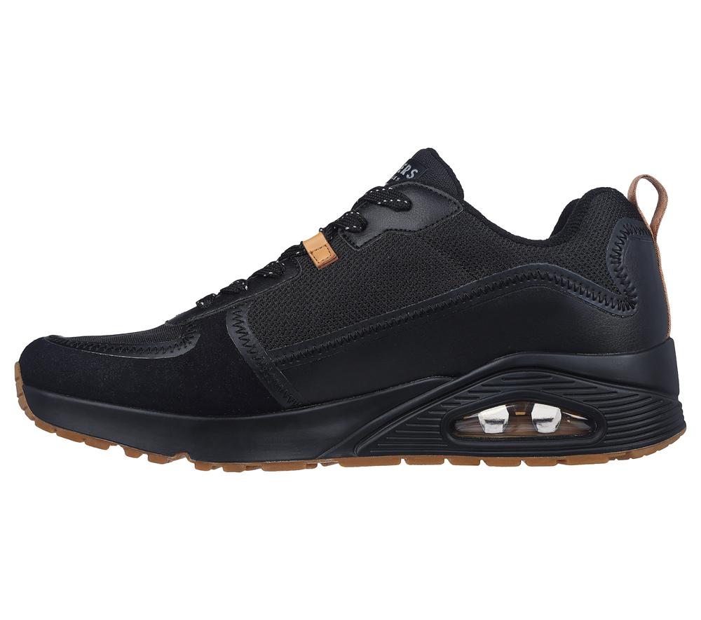 Men Skechers Uno - Layover Lace Up Black  USA |  0381-CRXLY