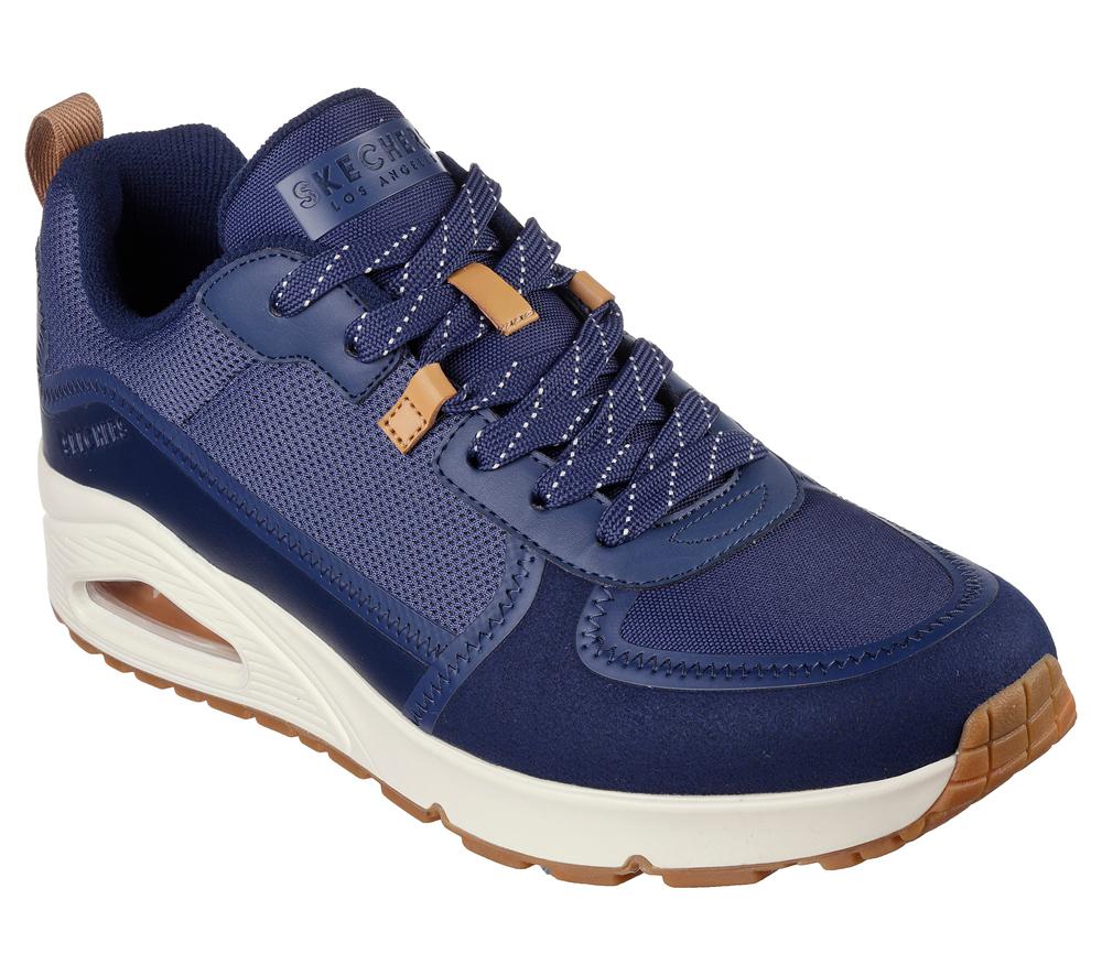 Men Skechers Uno - Layover Lace Up Navy  USA |  0948-WRYXF