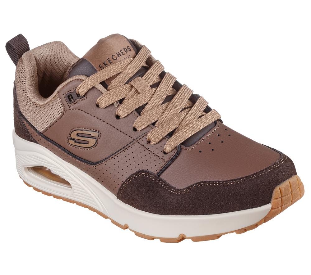 Men Skechers Uno - Retro One Lace Up Brown  USA |  0761-SJMKD