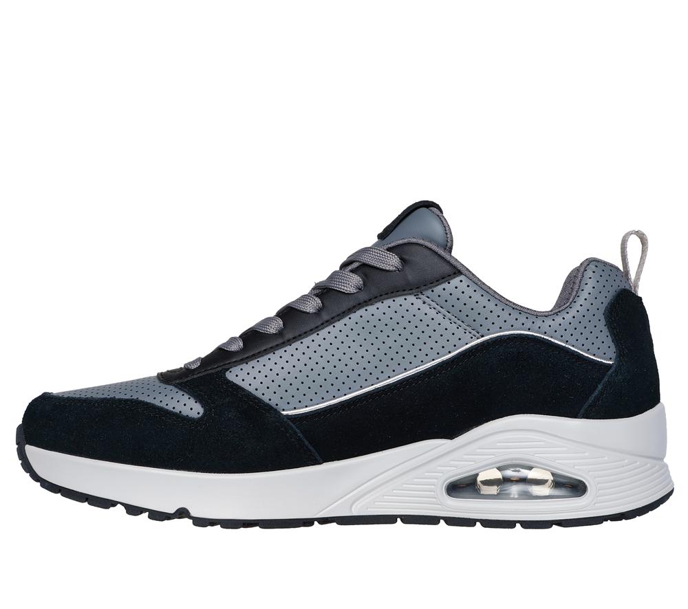 Men Skechers Uno - Stacre 2.0 Lace Up Black / Grey  USA |  4890-JKCFP