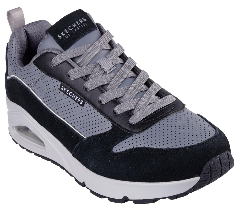 Men Skechers Uno - Stacre 2.0 Lace Up Black / Grey  USA |  4890-JKCFP