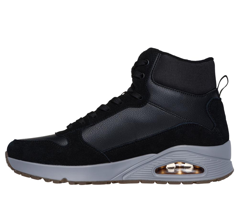 Men Skechers Uno - Stacre Mid Boots Black  USA |  5063-CEJBP