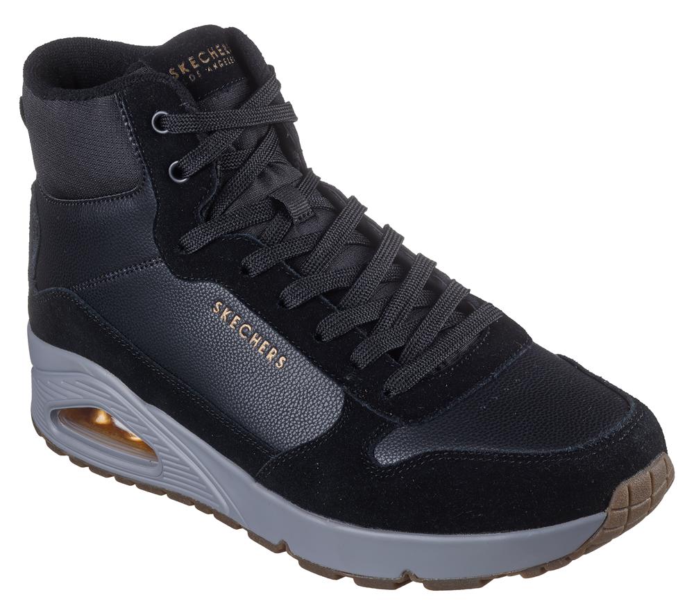 Men Skechers Uno - Stacre Mid Boots Black  USA |  5063-CEJBP