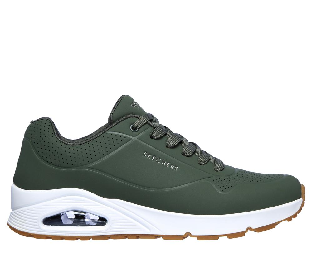 Men Skechers Uno - Stand on Air Lace Up Olive  USA |  6495-VPECZ